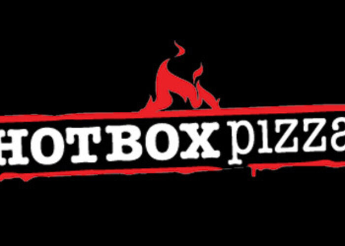 A black square with the words HotBox Pizza