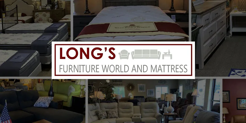 LONG'S FURNITURE WORLD AND MATTRESS (logo) with furniture and mattresses