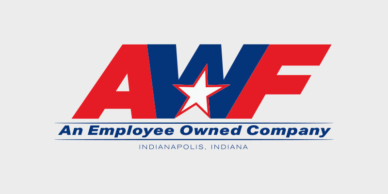 The letters AWF with red letters that say American Wholesale Furniture